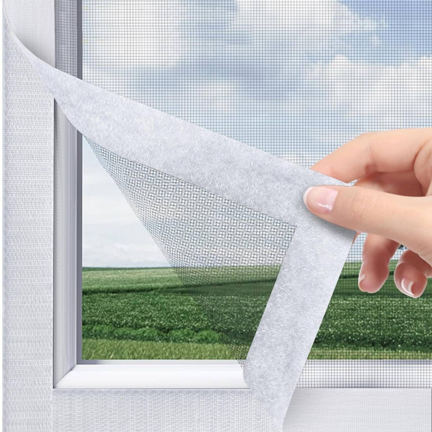 Velcro Window Screen - Black Edge, Standard Mesh (grey), 1000mm x 1000mm / 39" x 39": image 5