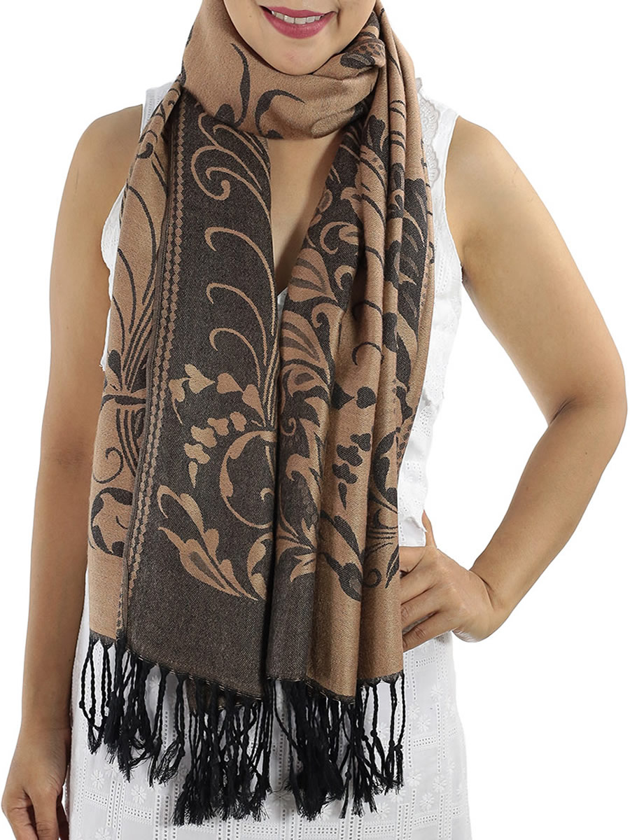 Patterned Pashmina Shawls, Brown