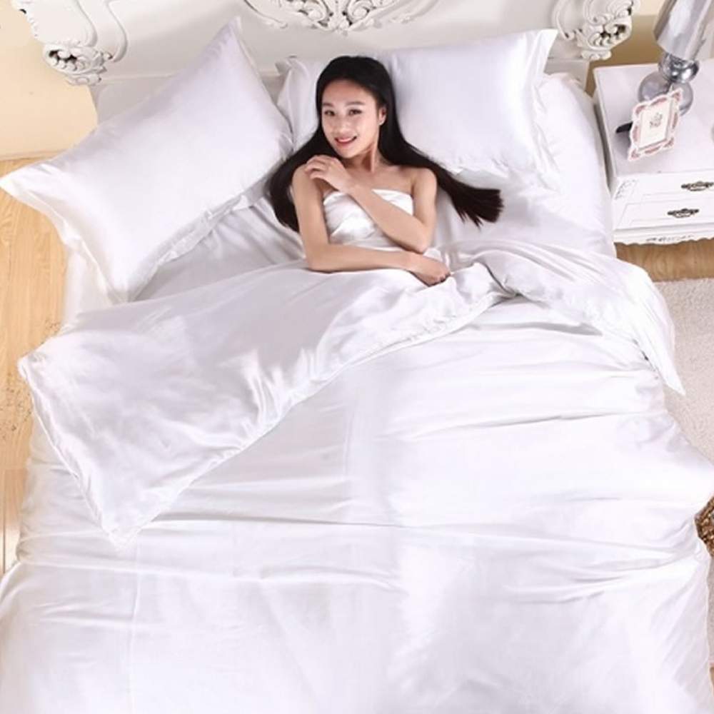 Satin Sheets, White, King 6 Piece Set