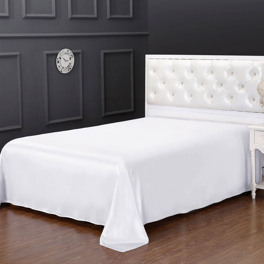 100% Pure Silk Sheet, White, Queen (240cm x 240cm)